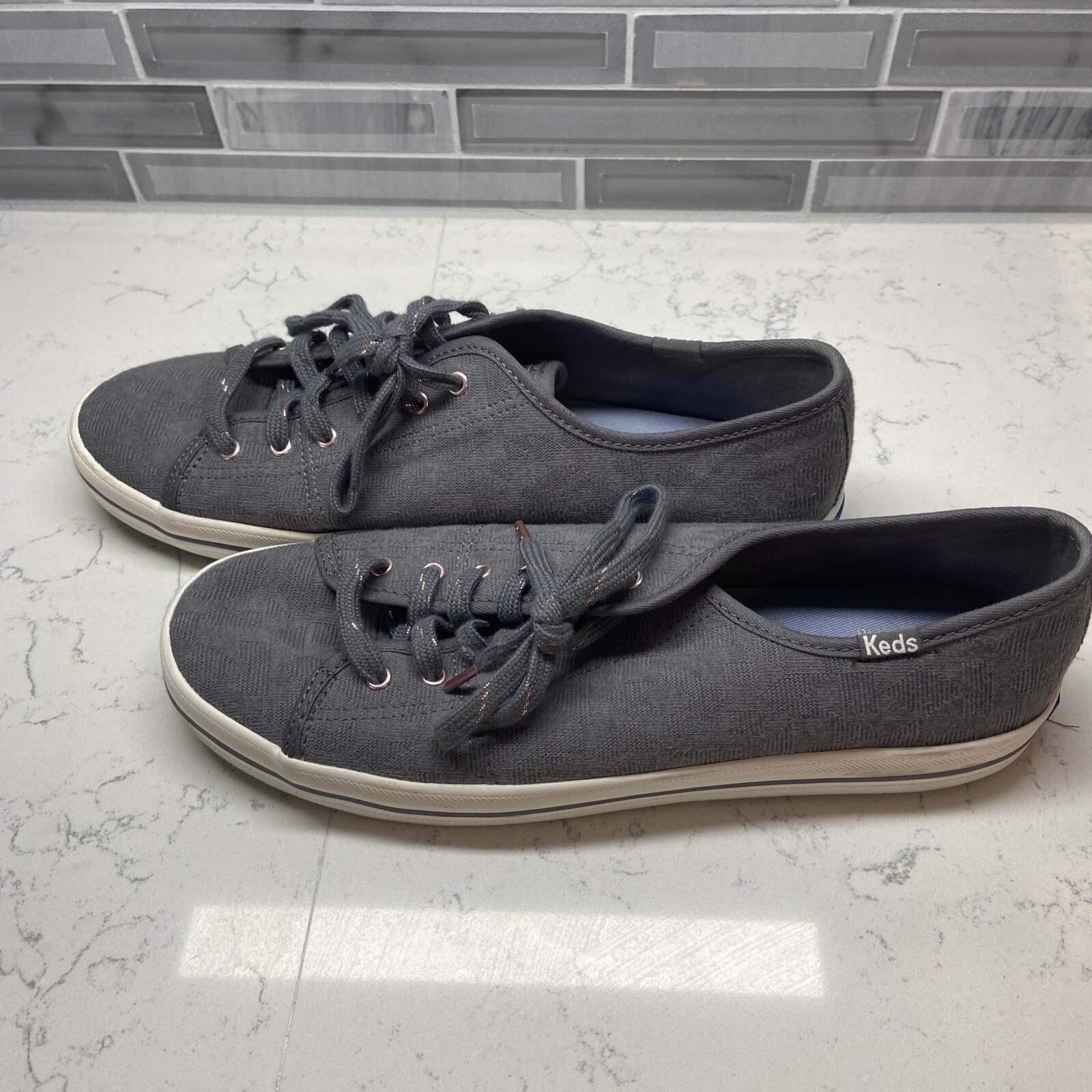 Keds Women’s Kickstart Geo Jersey Charcoal Sneakers. Size 9.5