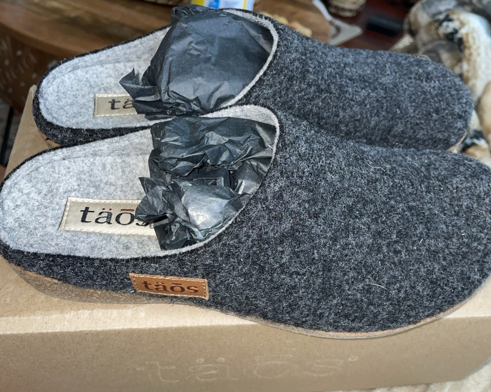 Taos Woollery Clog Cozy Comfort Slip-On Size 8-8.5 (39 EU) – Charcoal- Spain