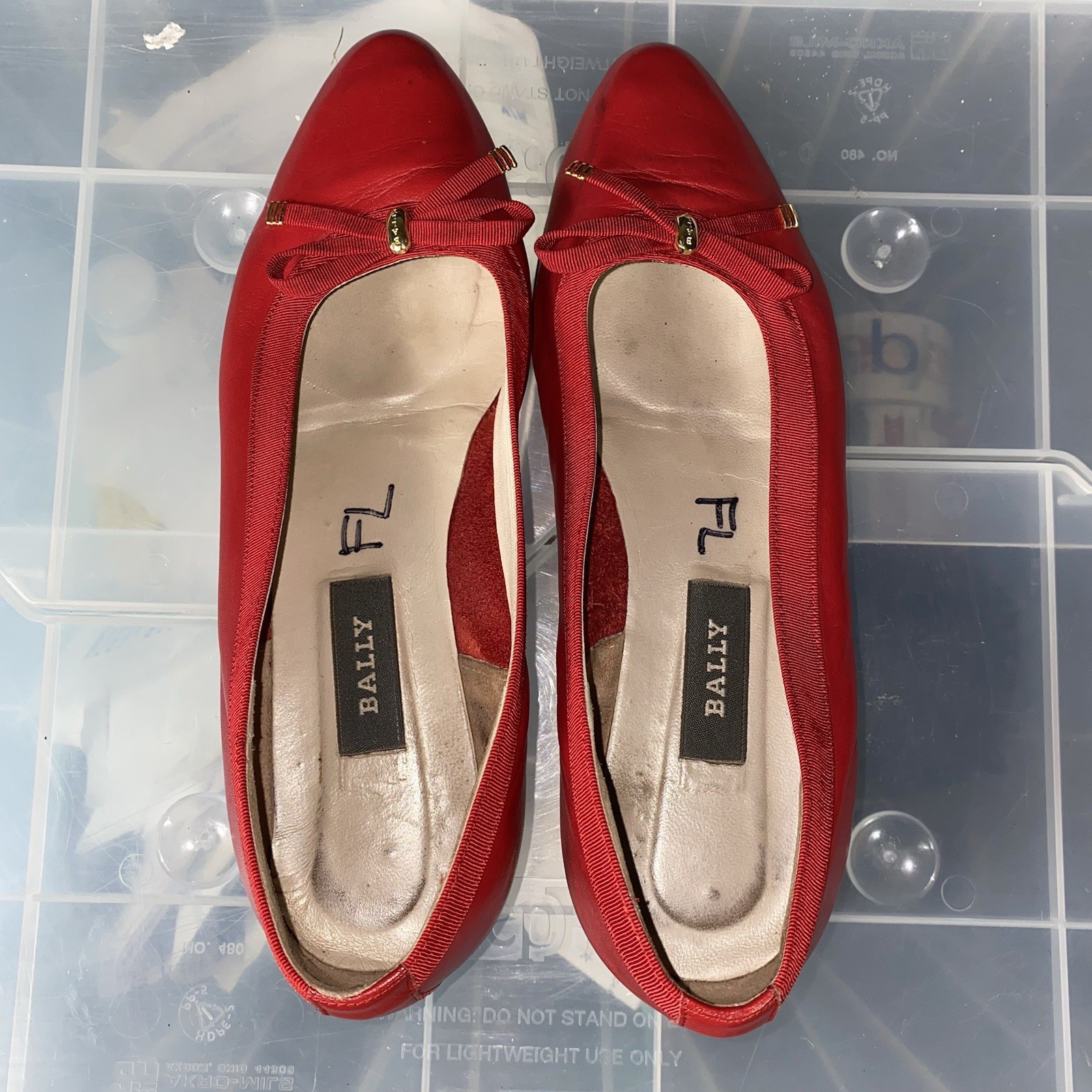 Bally Belle Leather Wedge Womens Shoes Size 9.5 Red Made in Italy Slip On