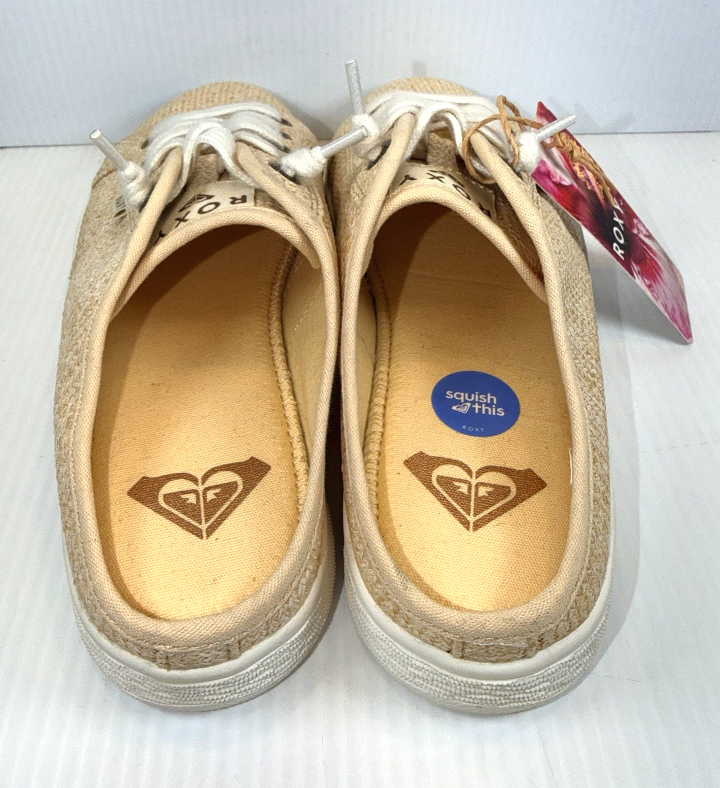 ROXY Women’s Natural Sunny Stroll Sneakers Size 8 – Woven Bamboo Beach Vibes New