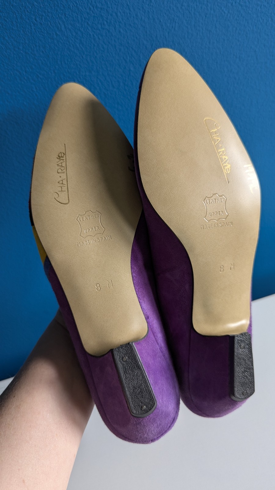 Deadstock Vtg 80’s 90’s Cha-Raye Spain Low Pumps Heels 8 Colorful Suede RARE