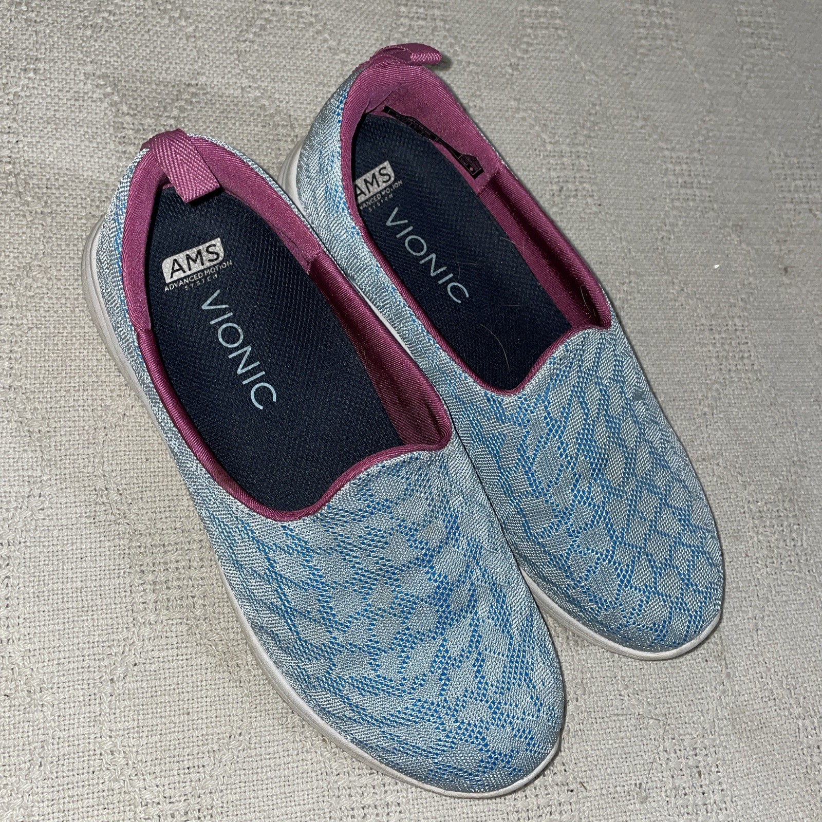 Vionic Womens Sport Shoes Size 8 M Blue Fabric Athleisure Activewear Fun