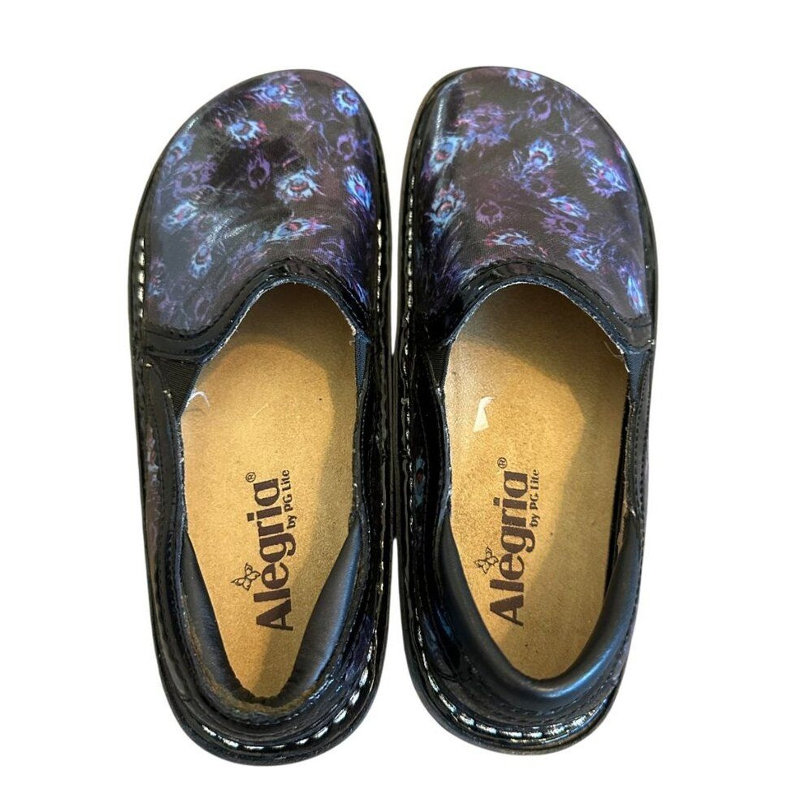 Alegria Debra Peacock Clogs Leather Slip-On Comfort Shoes Nursing Size 36 Womens