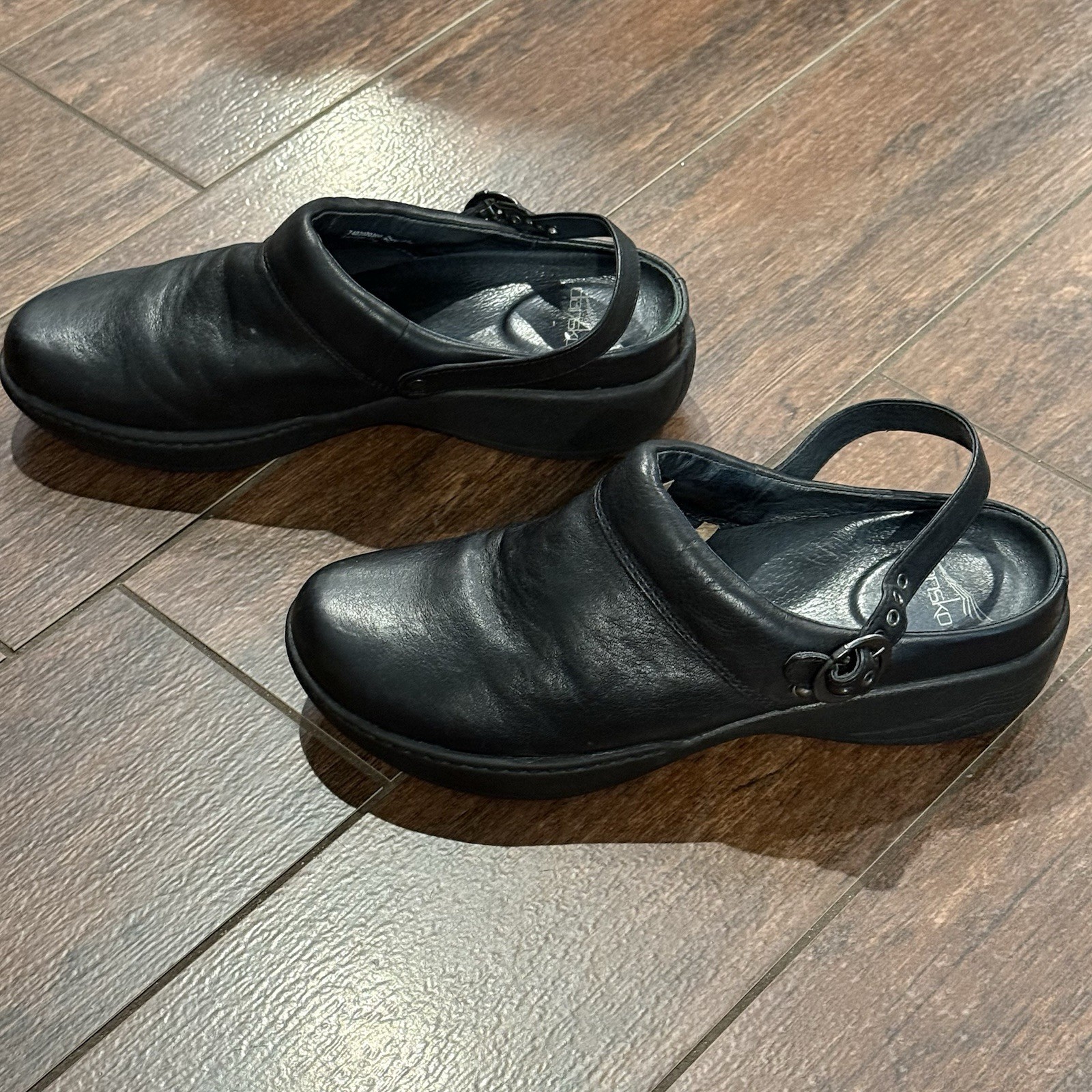 Dansko Platform Clogs Women’s 9 EUR 40 Black Leather Slingback Wedge