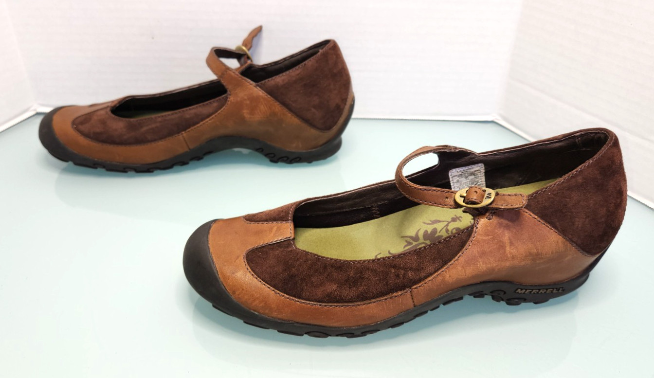 Merrell Plaza Saddle women’s Mary Jane brown combo leather comfort shoes new 11