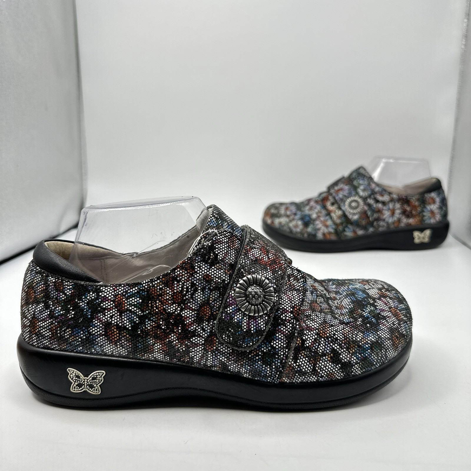 Alegria Joleen Women 8-8.5 EUR 38 Floral Print Hook Loop Cork Footbed Shoe