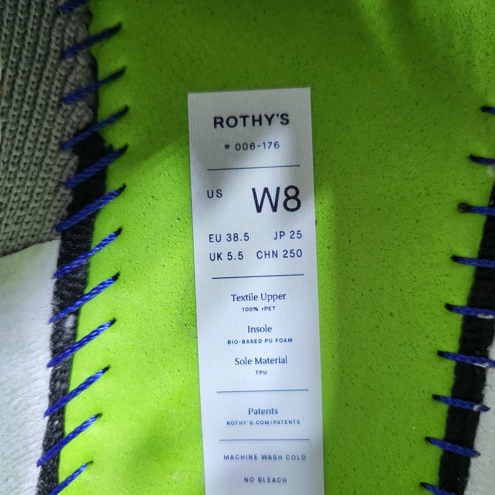 Rothys The Sneaker Slate Grey Womens 8 Slip On Knit Washable Shoes 006-176