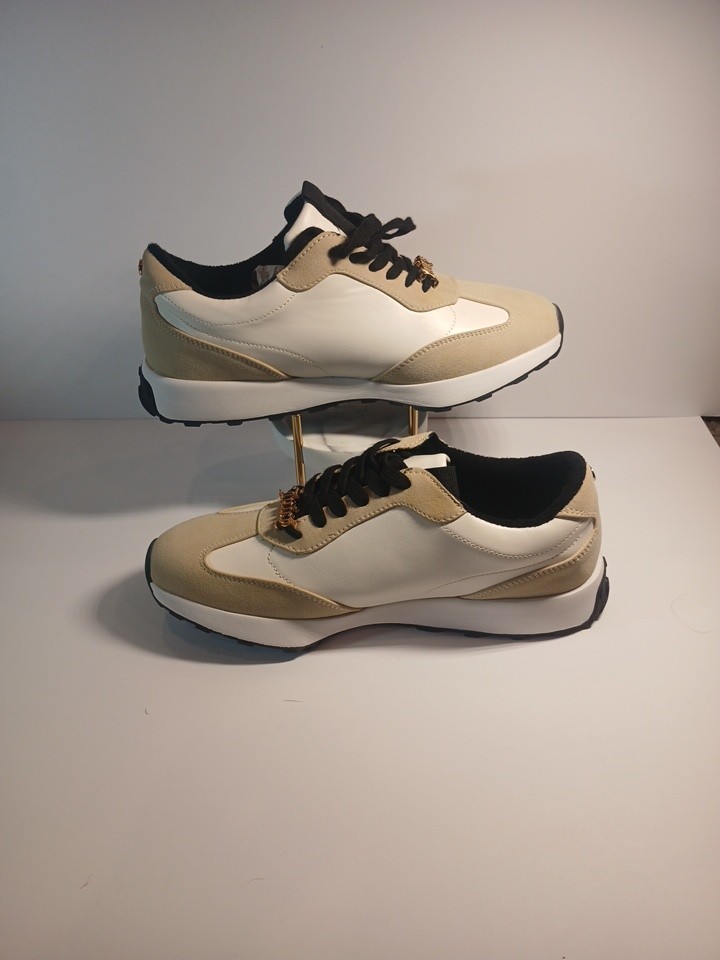 Juicy Couture Women’s Fashion Sneakers White Beige Black Lace Up Casual Shoes