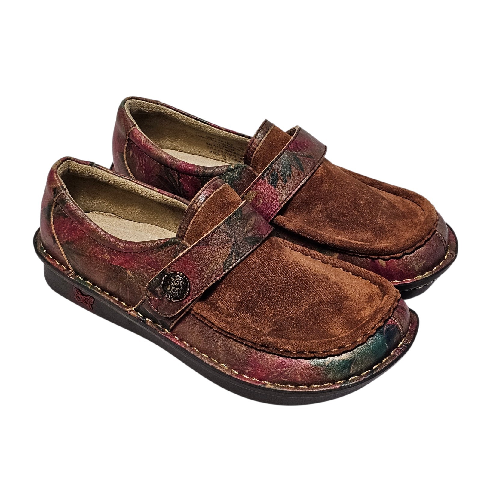 Alegria Marie Southwestern Boho Leather Slip On Shoes Sz 38 US 8-8.5 Floral