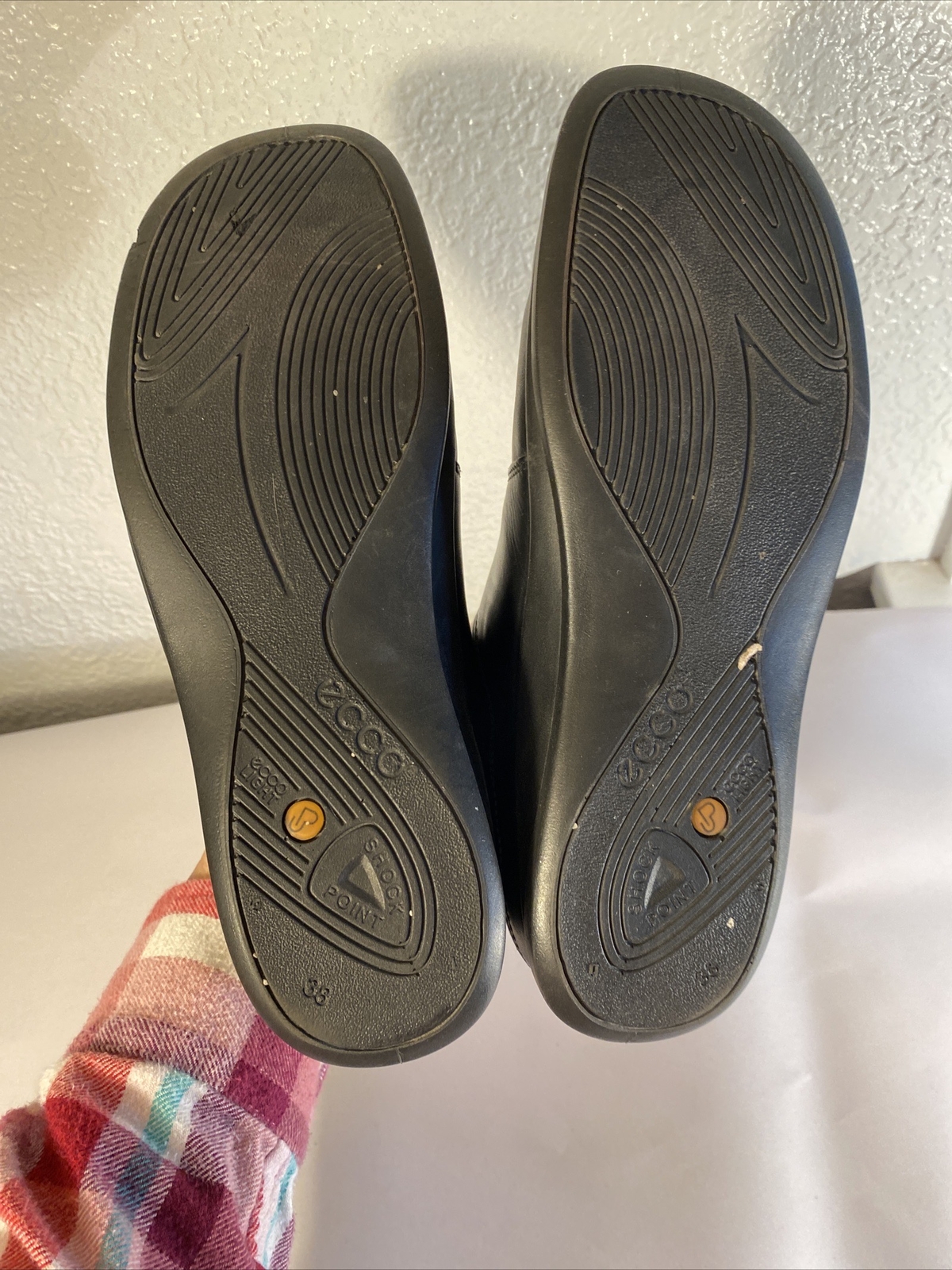Ecco Shoes Womens Sz 38 Monk Strap Loafer Oxford Black Leather Hook Loop 13333