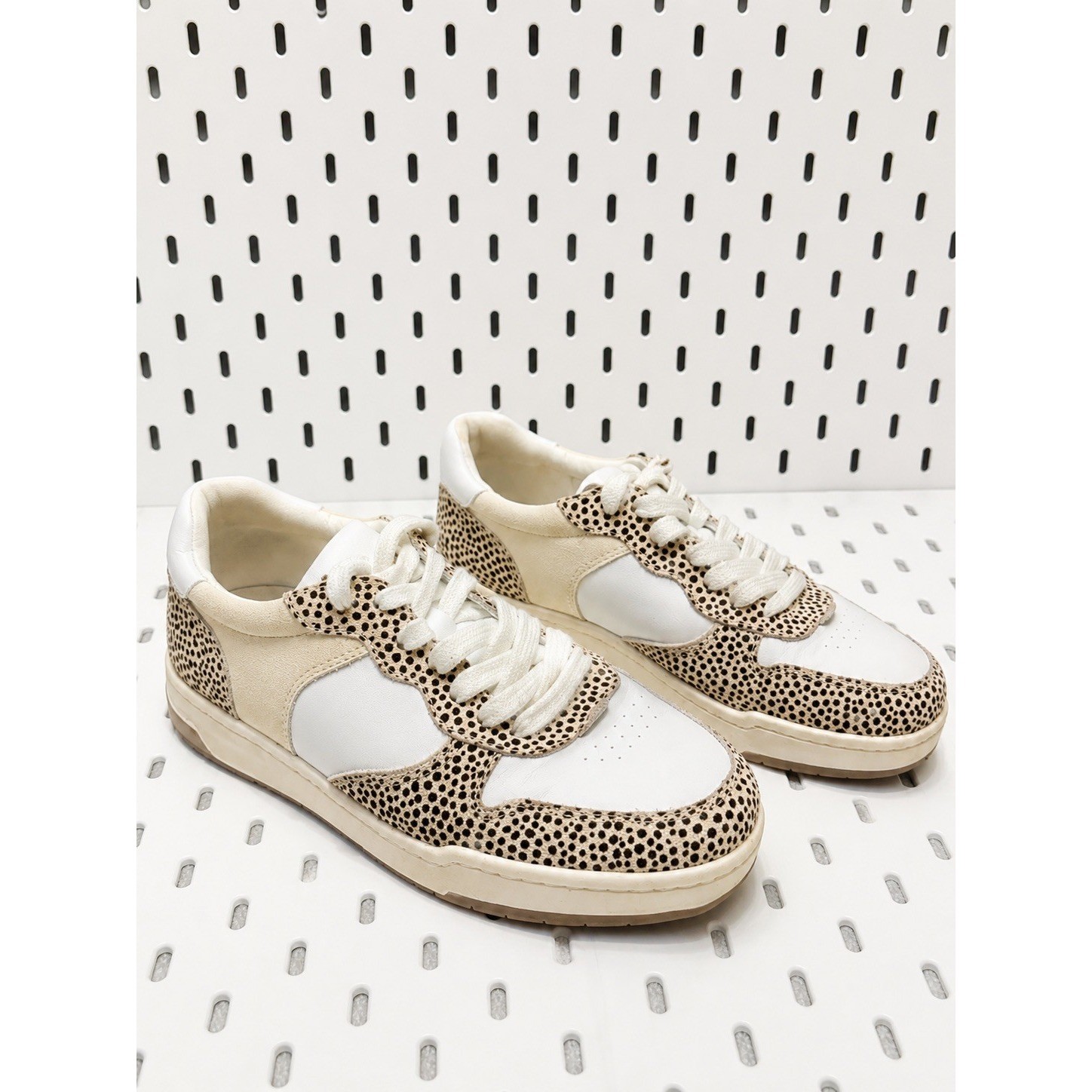 Madewell Court Spotted Calf Hair Sneakers Womens 8 Beige White MD783
