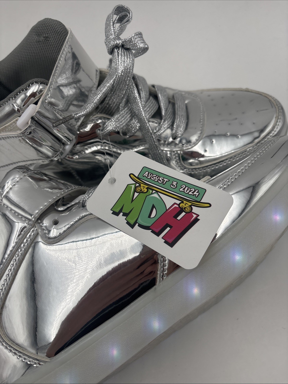 NEW! Odema LED Shoes High Top Sneaker Women’s Shoes Size 10.5 Med, Silver