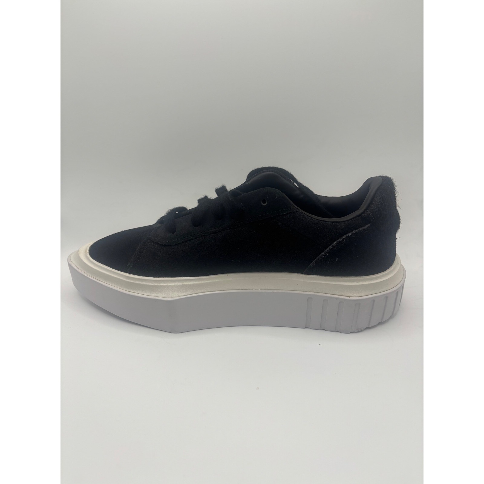 Adidas Sleek Super Platform Sneakers Core Black EE7037 Suede Pony Hair 6