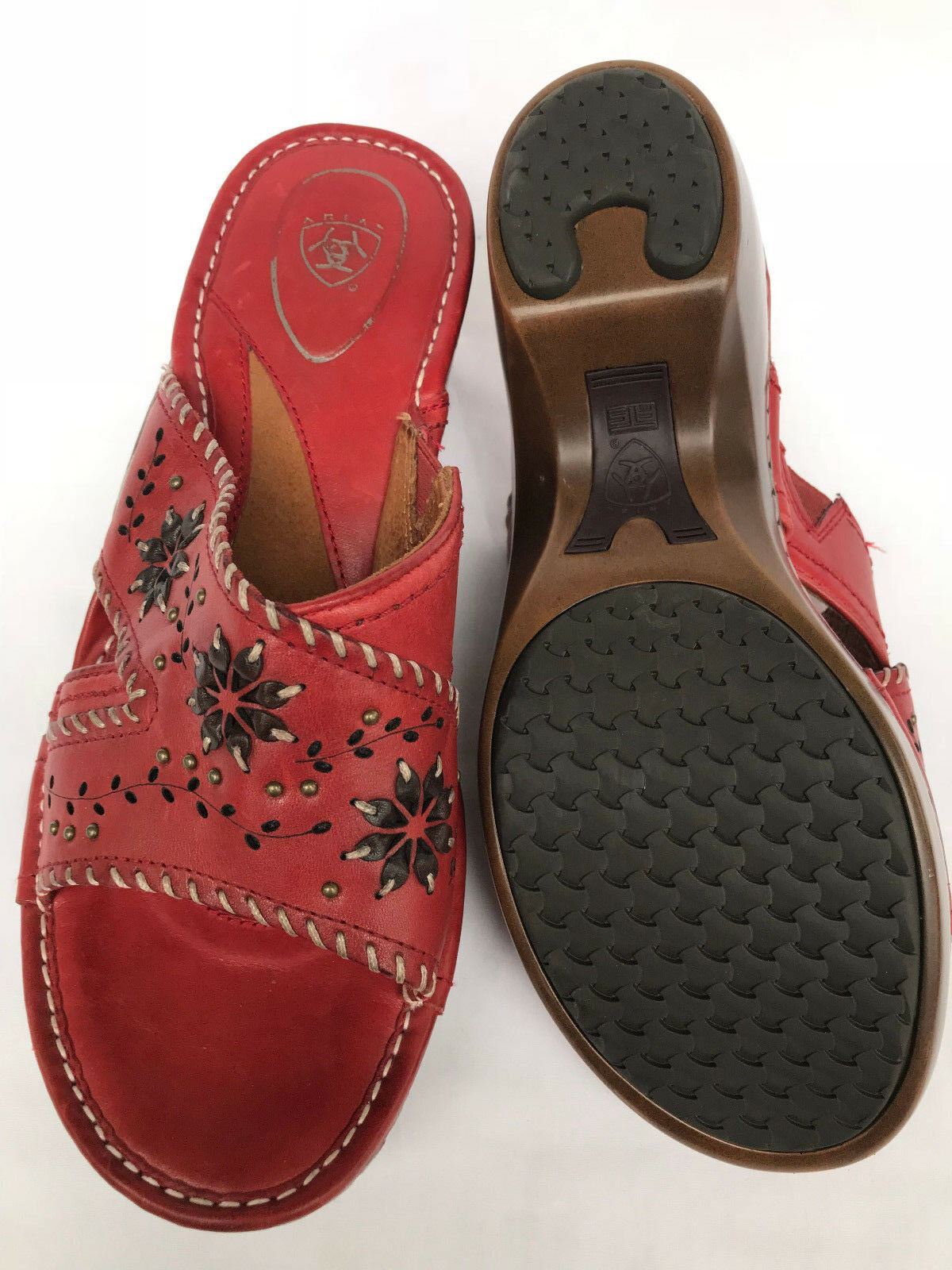 Ariat 10009323 Bella Slide Chili Red Slip-On Sandals Clogs Shoes Womens US 8.5 B
