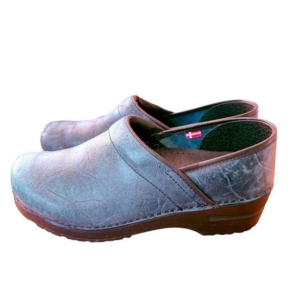 Sanita Blue Leather Clogs EU 39 US 7.5 8 Nurse Work Comfort Shoes
