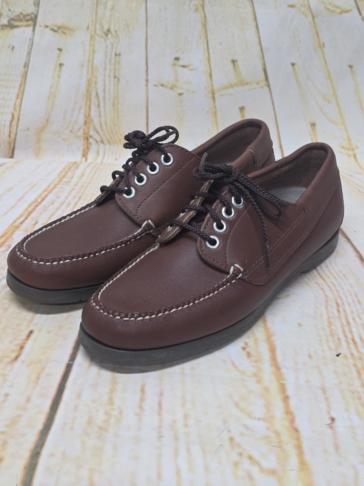 L.L. Bean Womens Blucher Moc Shoes Sz 8.5 M Brown Leather Moccasins Lace Up