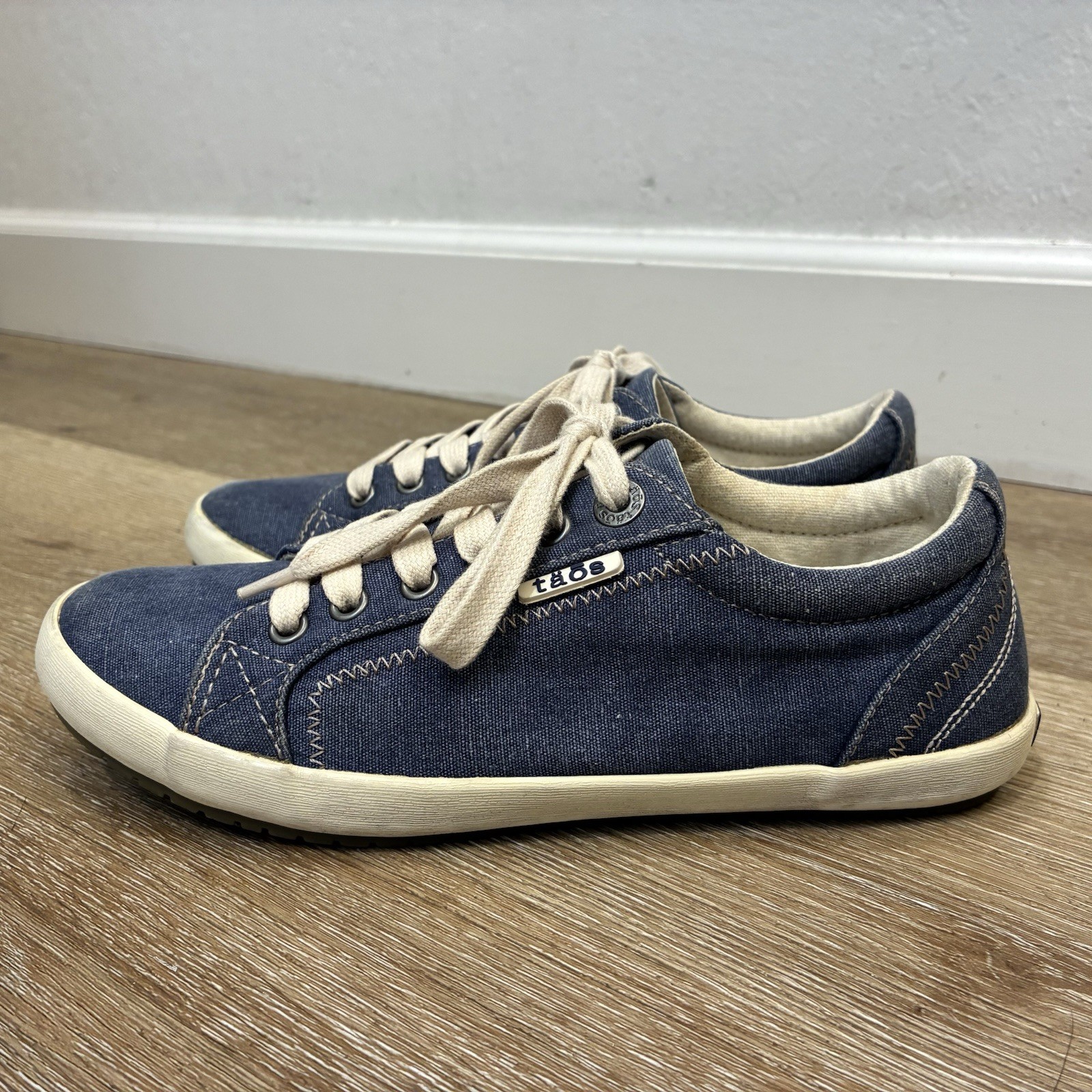 Taos Footwear Star Sneakers Blue Washed Canvas Women Shoes US 7 EU 38