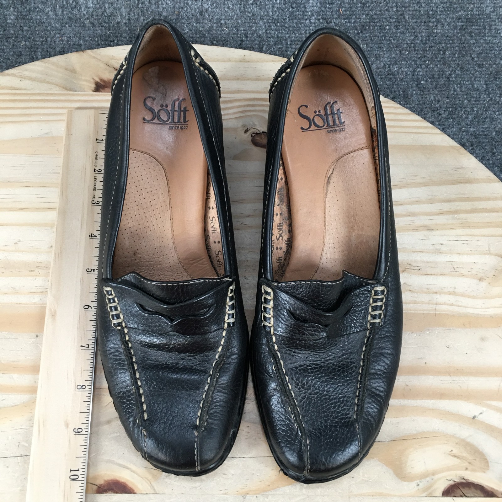 Sofft Noelle Penny Loafer Pump Shoes Womens 8.5 M Wedge Casual Leather Black