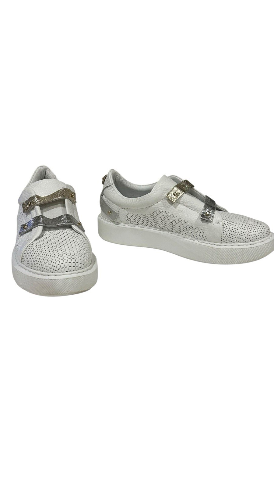 White 100% Leather Summer Shoes, Size 10