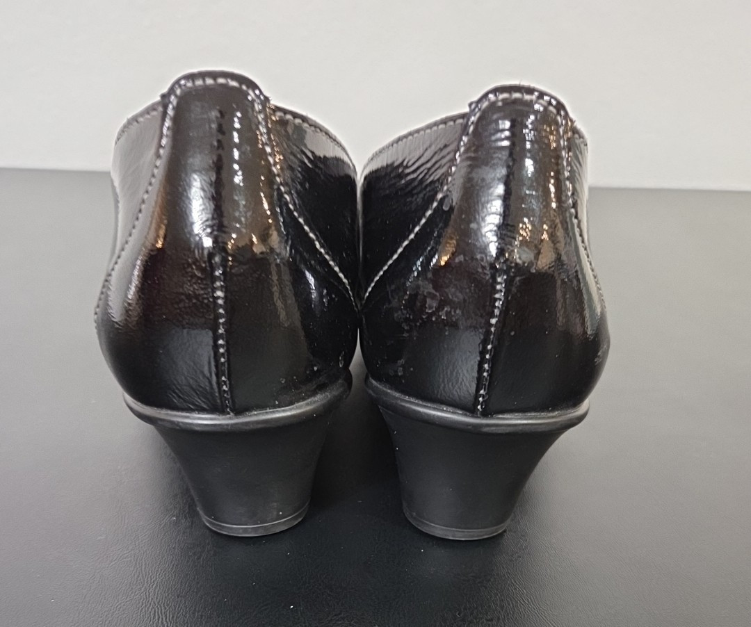 SAS Sonyo Patent Leather Women’s Low Heel Pumps Black Comfort Laser Cut 8 W Wide