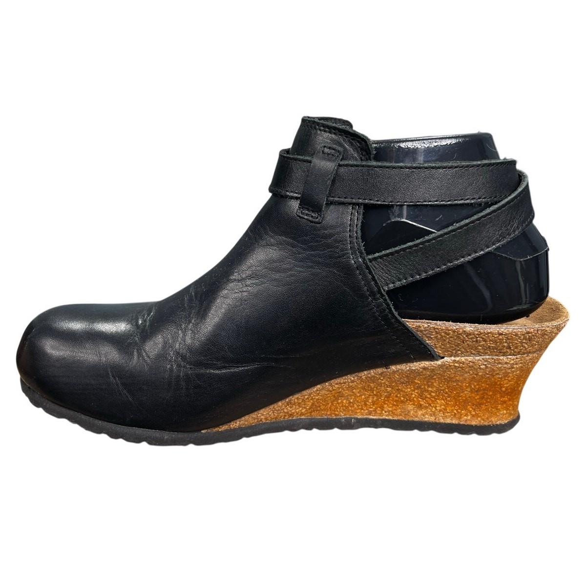 Papillio By Birkenstock Esra Black Leather Wedge Clog Unisex Size M 5 W 7