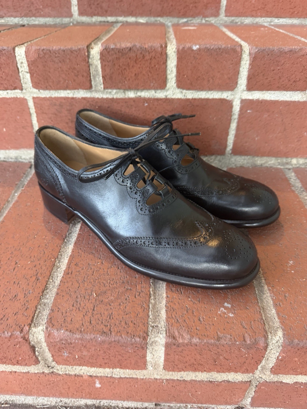 ENZO BONAFE per Le Yucca’s Wingtip Leather Shoes Black EU 41 Italy