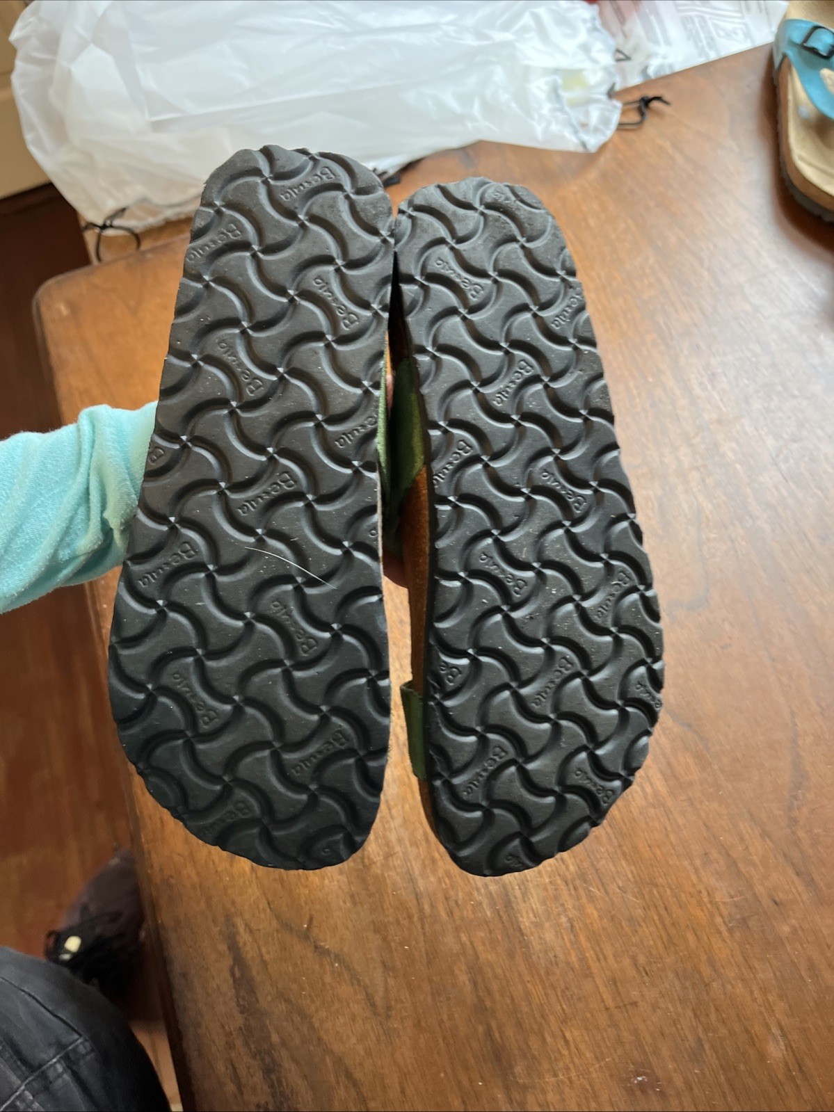 Birkenstock Betula Zara Embroidered Sandals Green Crystal Suede Women Size 7(37)
