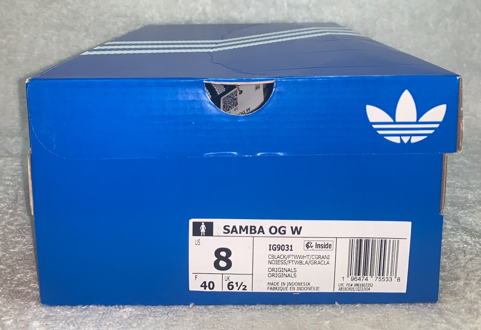 ADIDAS ORIGINALS SAMBA OG W CASUAL SNEAKERS WOMENS SZ 8 BLACK WHITE IG9031 NIB