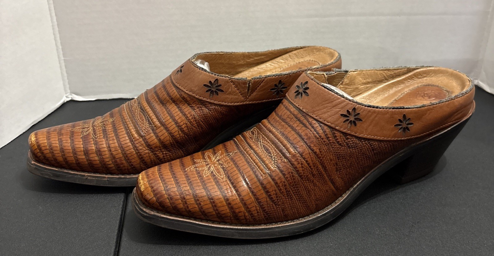 ARIAT Dessert Stars Moc Cognac Leather Cowboy Western Clogs Mules #13397 Sz 8B