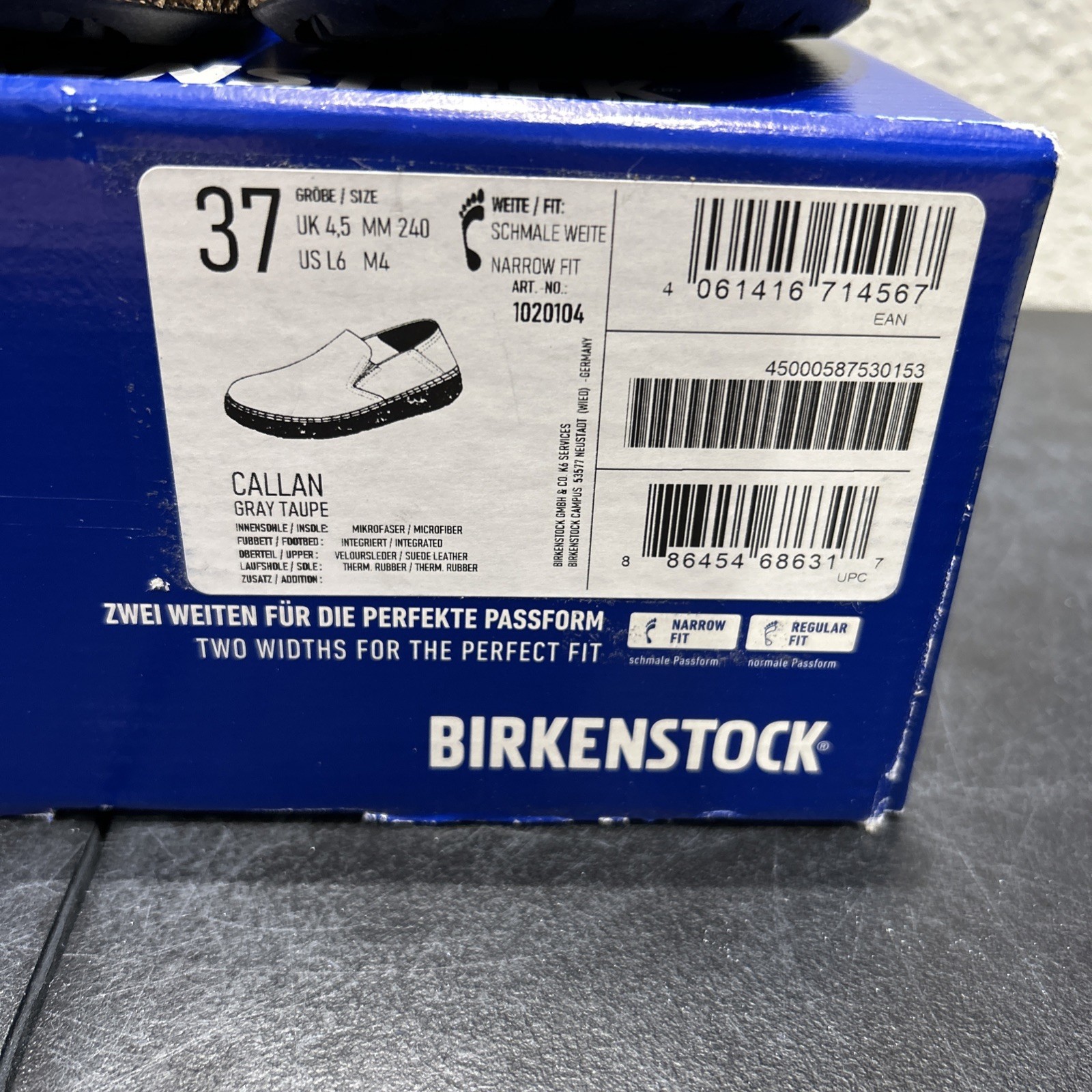 Birkenstock Callan Gray Taupe EU 38 US W7 M5