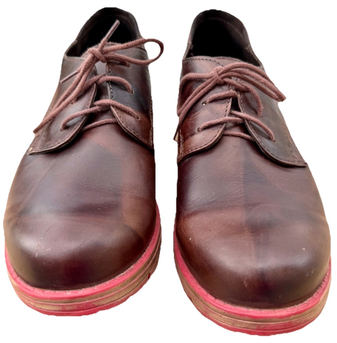 V Italia Gina 2 Oxford Shoes 38 7.5 Brown Bordeaux Leather Comfort Saddle Style