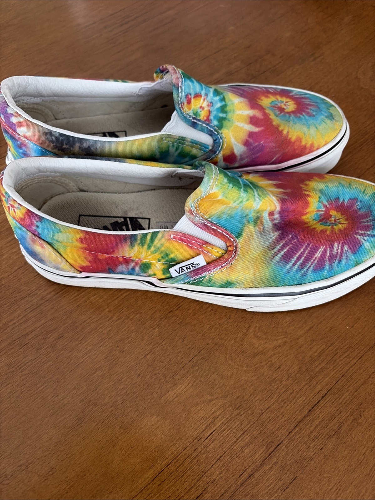 Vans Rainbow Tie-Dye Classic Slip-On Skate Shoes Size M 5 W/6.5