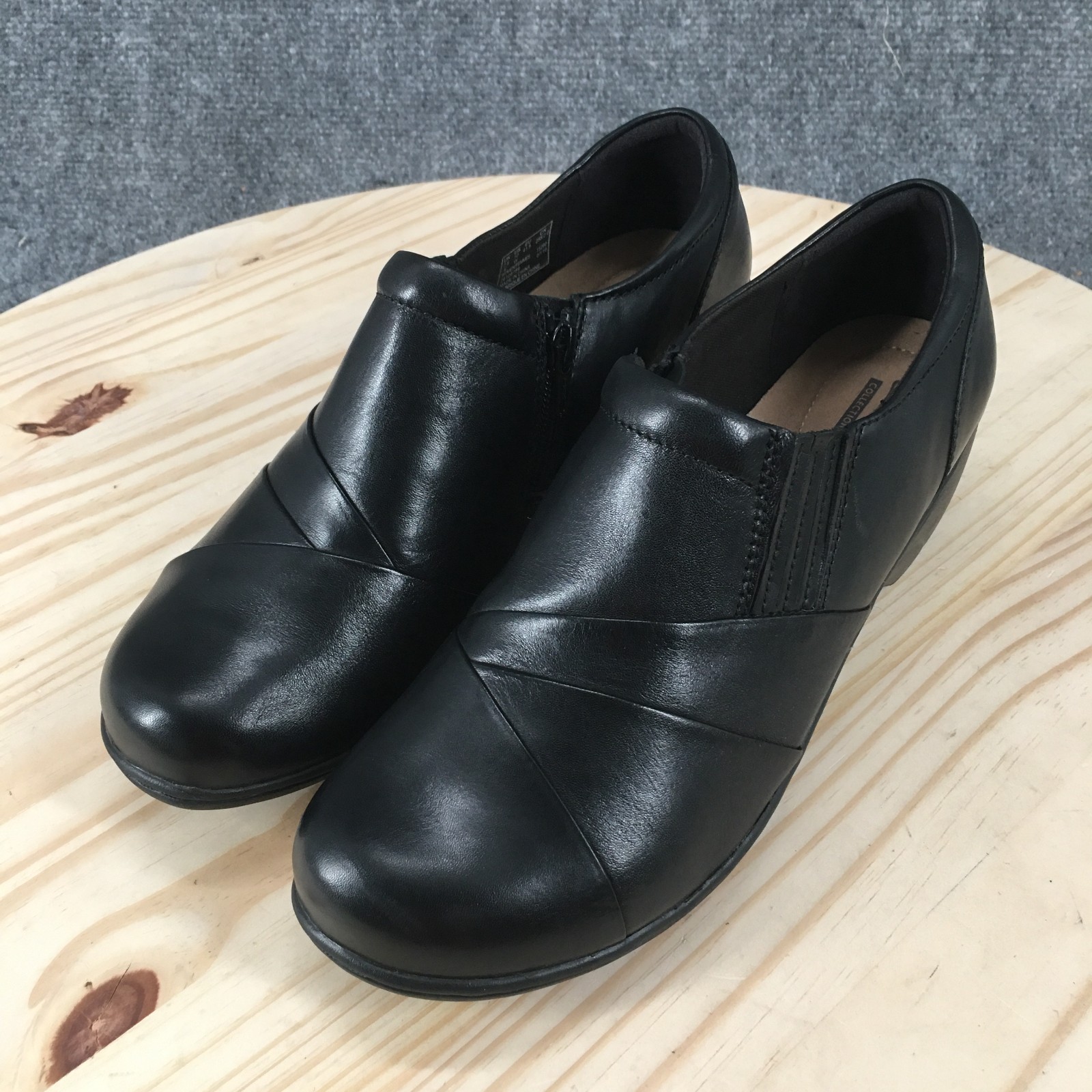 Clarks Collection Channing Essa Loafer Shoes Womens 10 W Leather Black 26108789