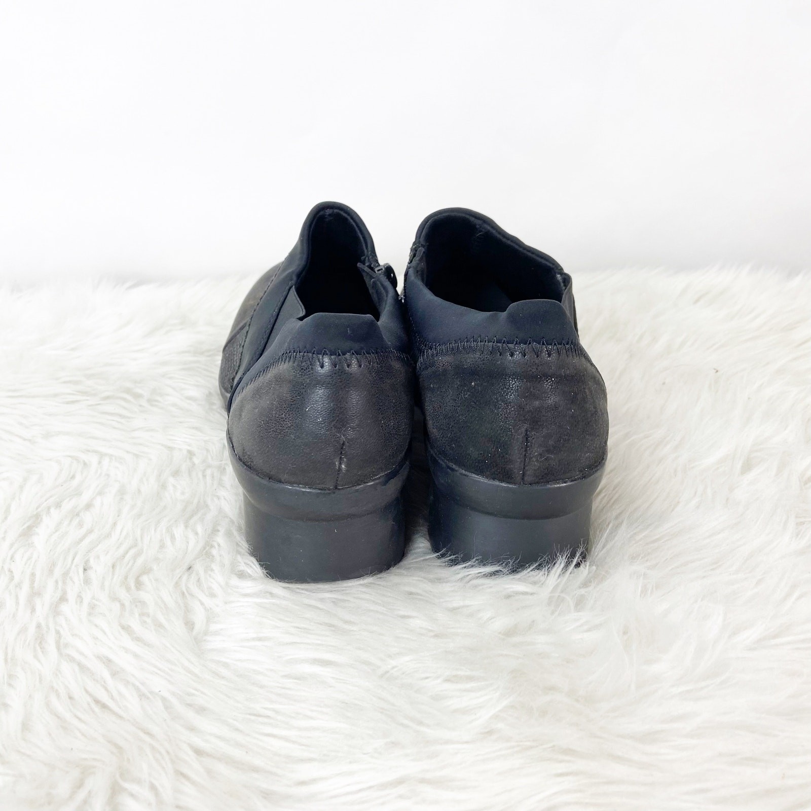 Clarks Cloudsteppers 10 W Wide Womens Black Suede Textile Comfort Shoes