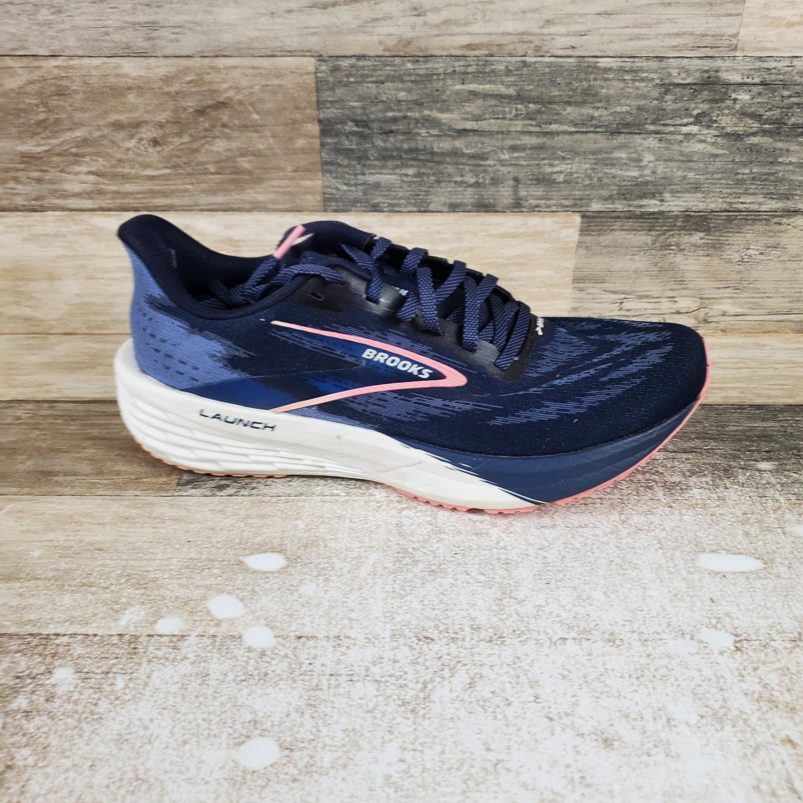 Brooks Launch 11 Womens Shoes Sz 10 Running Peacoat Blue Peach Lace Up Sneakers