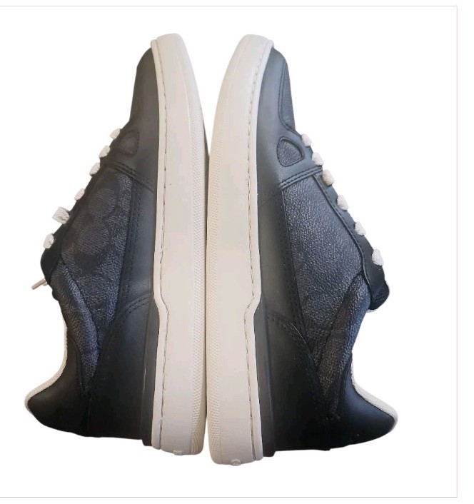 COACH Women’s Clip Court Low Top Sneaker Signature Coated Canvas Black Size 8.5B