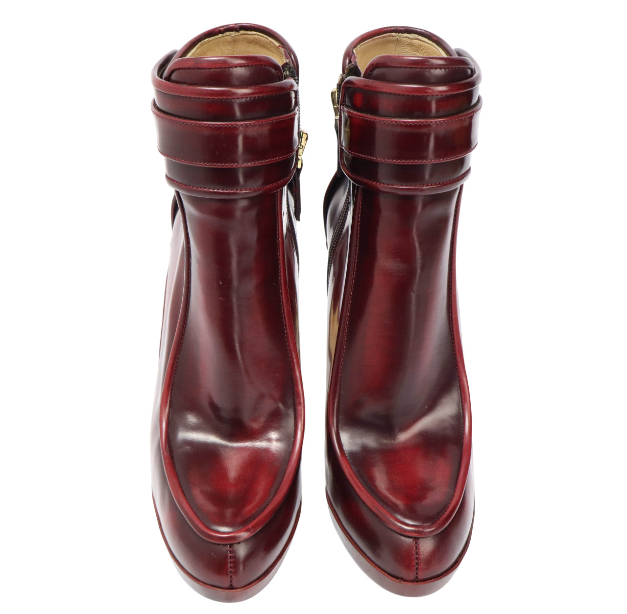 Salvatore Ferragamo Shoes Womens (UK) 4.5 Burgundy Leather Ankle High Heel