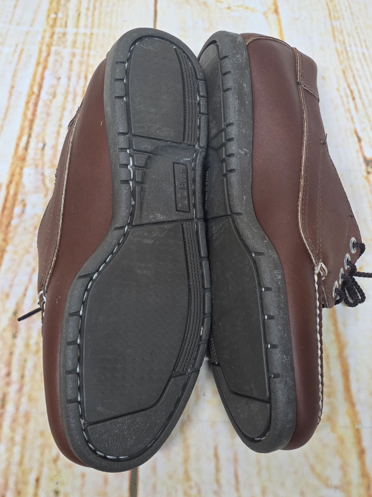 L.L. Bean Womens Blucher Moc Shoes Sz 8.5 M Brown Leather Moccasins Lace Up