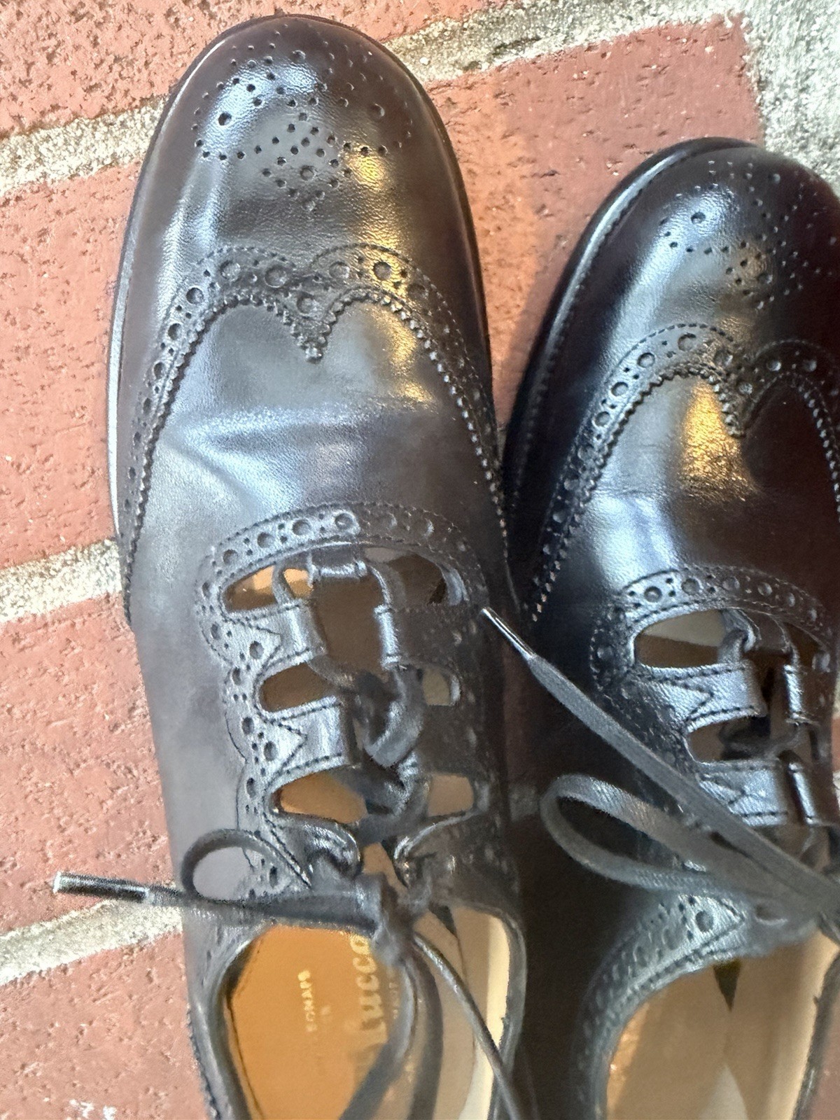 ENZO BONAFE per Le Yucca’s Wingtip Leather Shoes Black EU 41 Italy