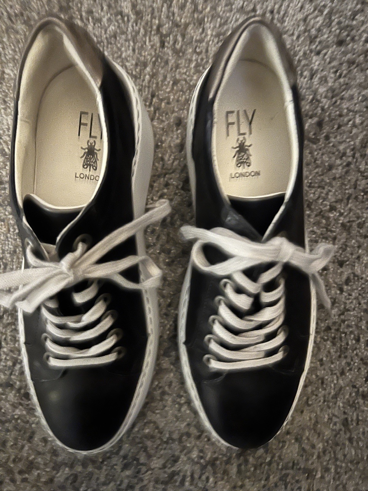 FLY London Black Leather Wedge Sneakers Comfort Women’s Size 38 EU / 7.5 US