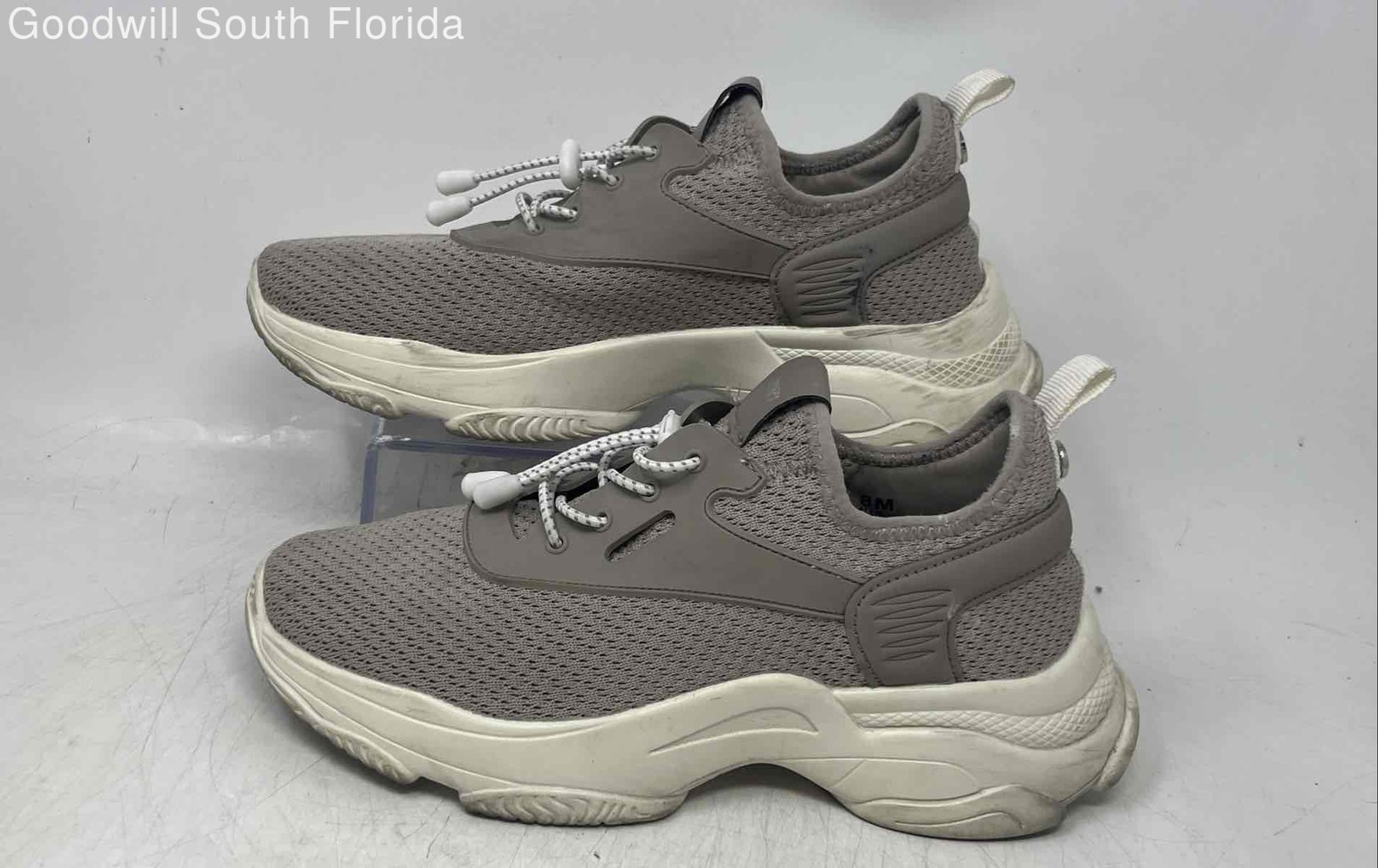 Dnsny Womens Allie Gray Ivory Round Toe Drawstring Sneakers Shoes Size 8 M