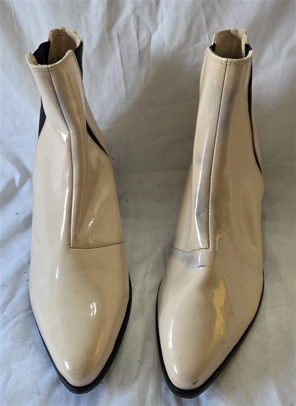 NWOTD Urban Outfitters Polo Patented Leather Chelsea Ankle Boots Beige 129955