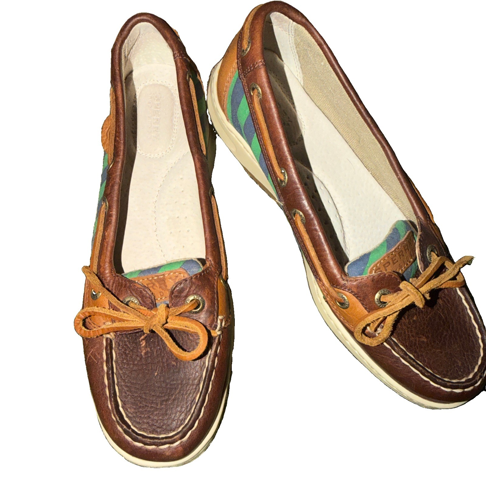 SPERRY TOP-SIDER Womens Angelfish Boat Shoes Sz 7.5 Leather Plaid Loafers