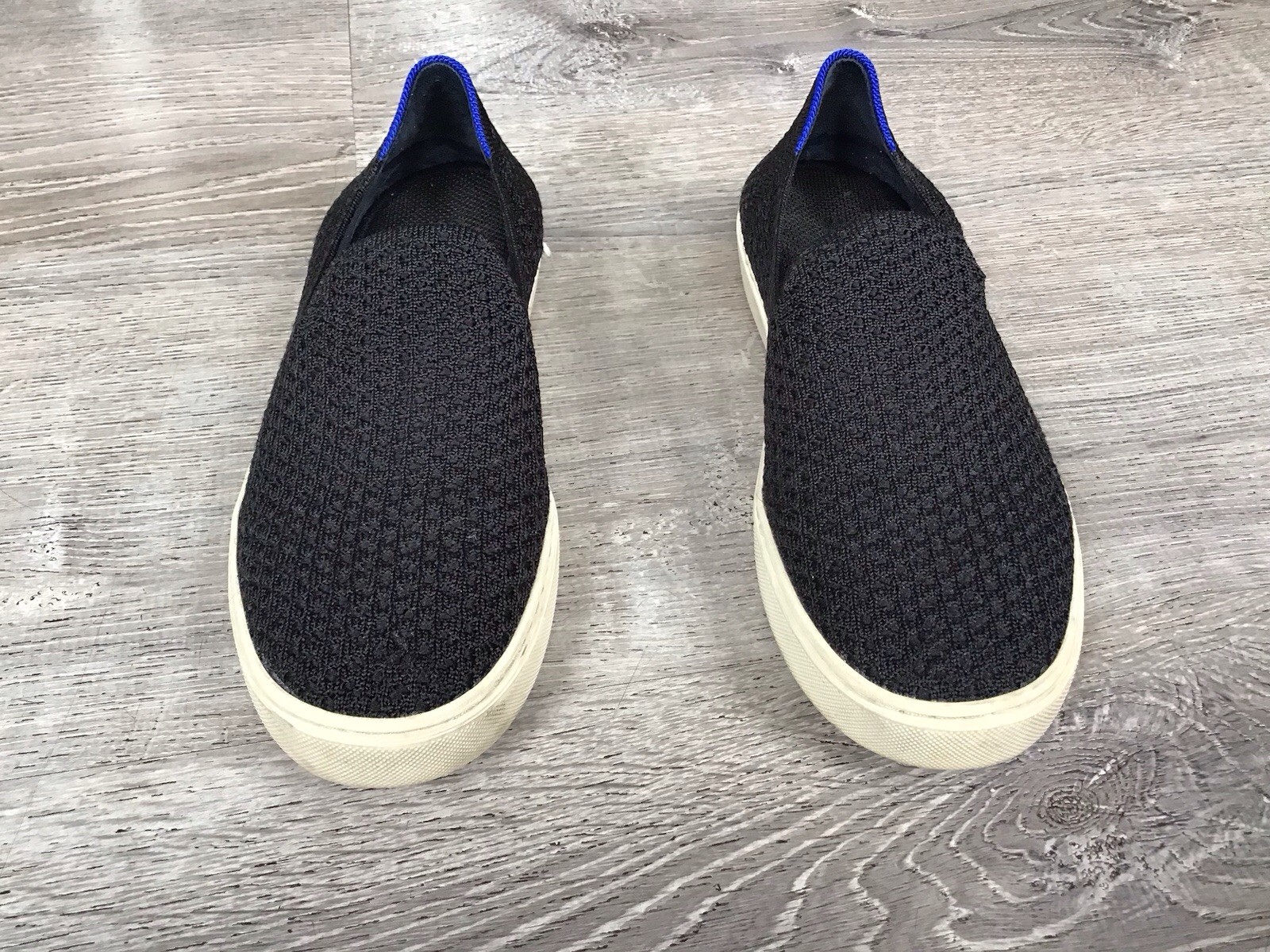 Rothys Womens Size 7.5 Sneakers Black Knit Slip On Flat Casual Comfort Shoes