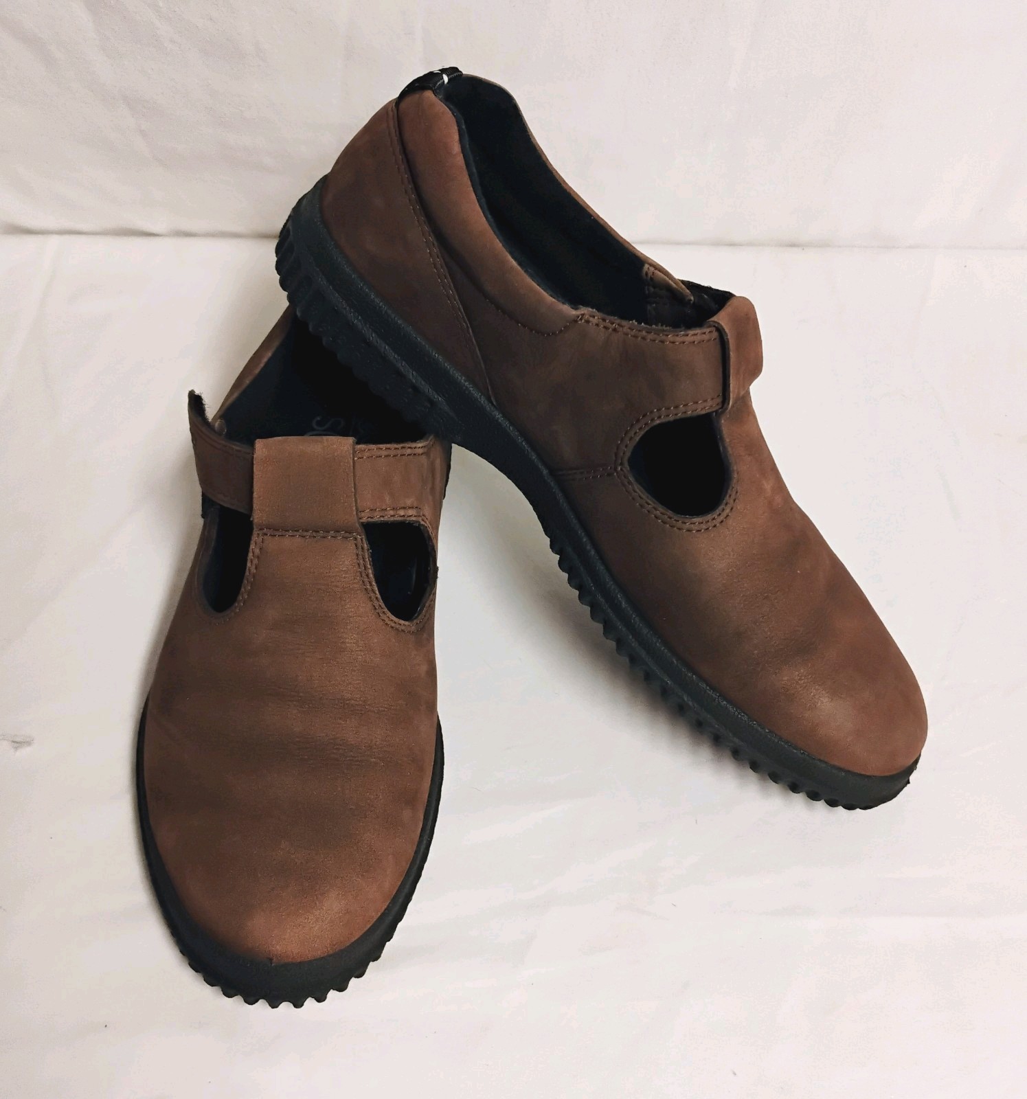 ECCO Soft Leather Mary Jane Comfort Shoes Brown EU 40 US 9 Women’s Hook Loop