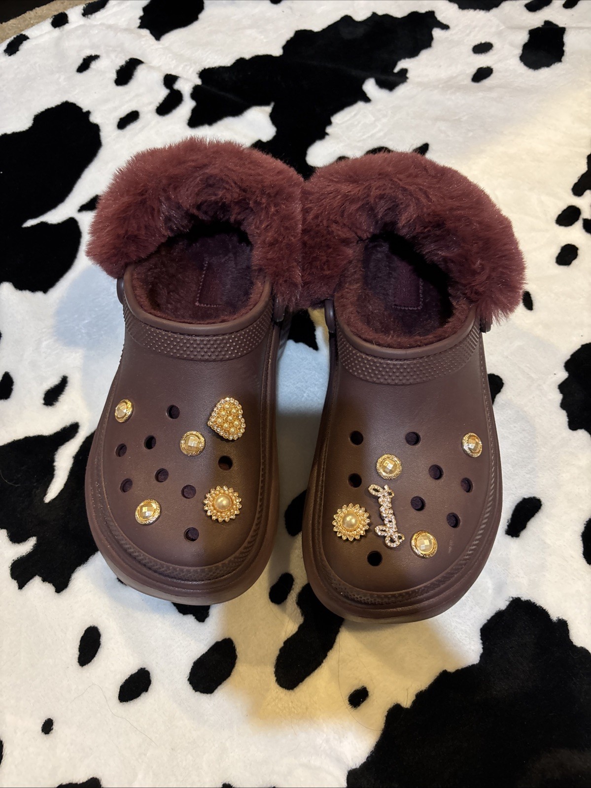 Crocs Womens Furever Crush Lined Platform Clogs Dark Cherry M7 W9 $75 208446