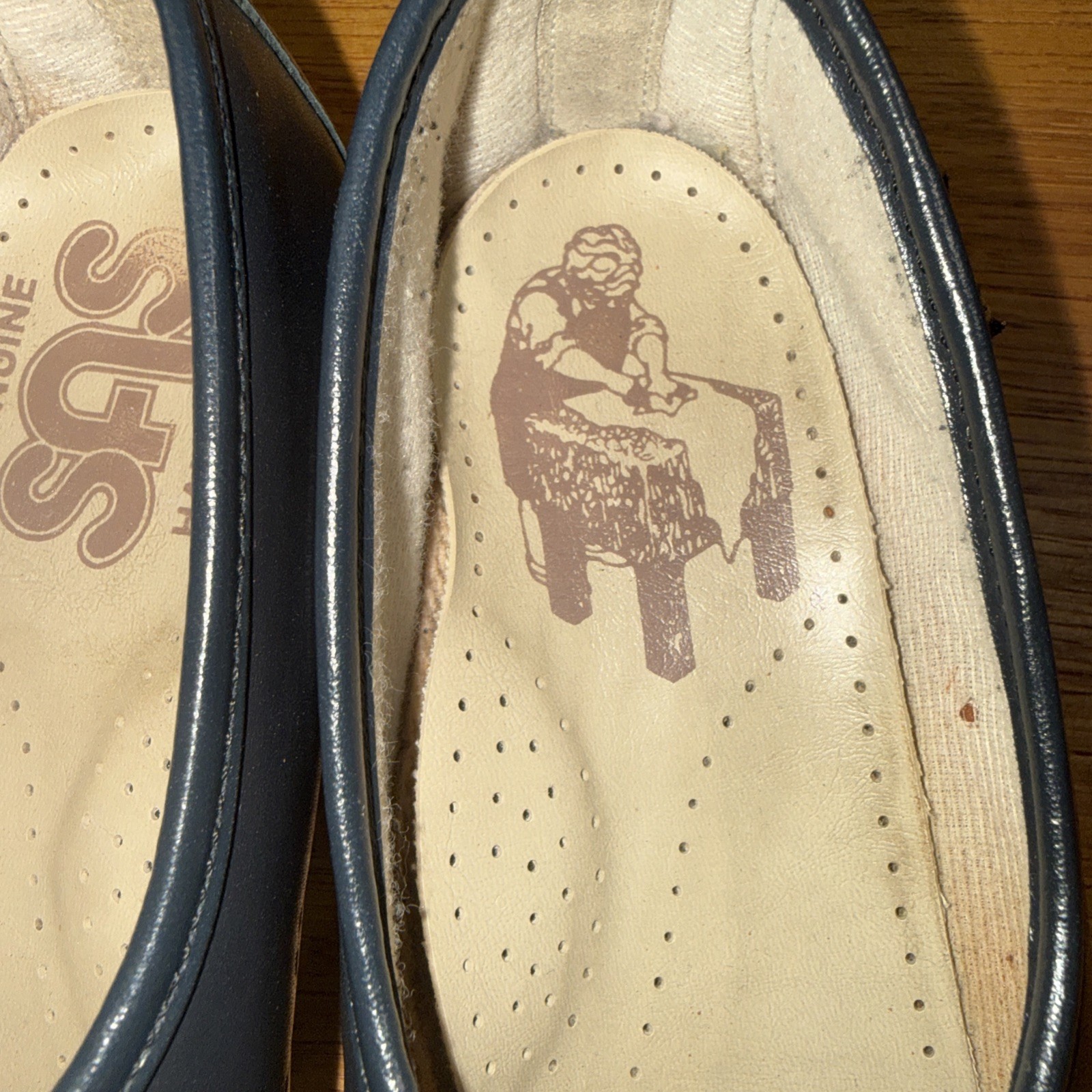 SAS Shoes Genuine Handsewn Navy Leather Loafers Slip On Comfort Women 6