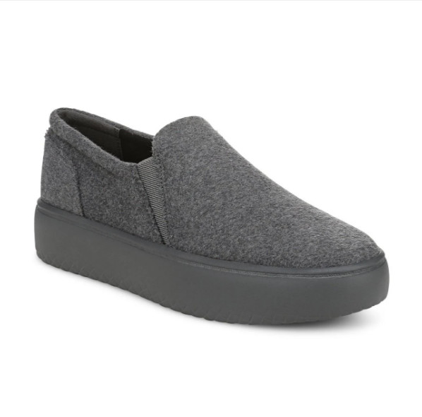 NEW VIONIC Ellen Platform Slip On Sneaker, Dark Grey Wool Flannel