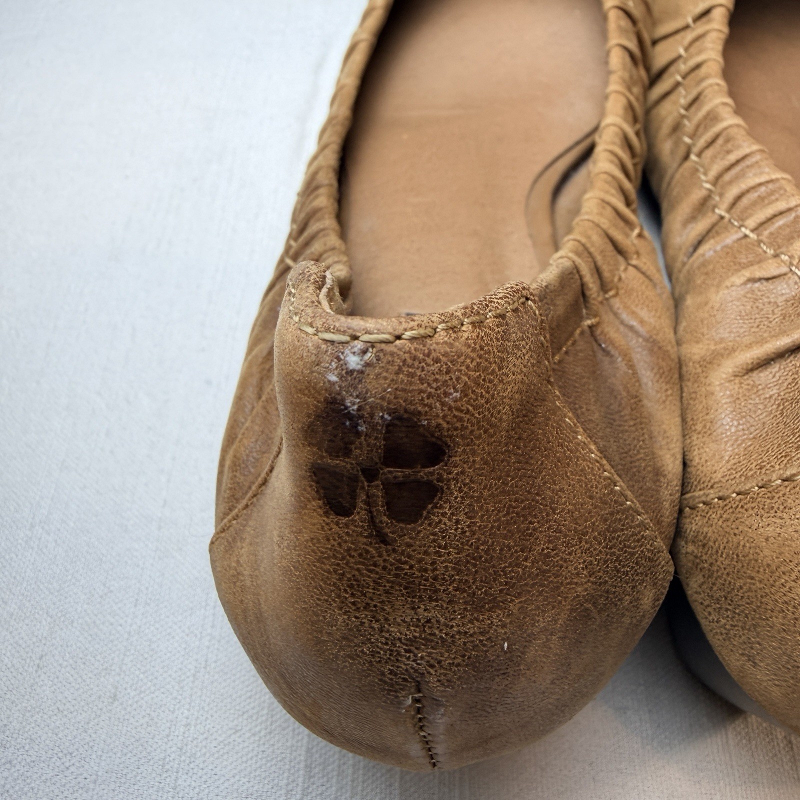 Lucky Brand Shoes Womens 8.5 M Camel Tan Leather Wedge Ballet Flats Bohemian