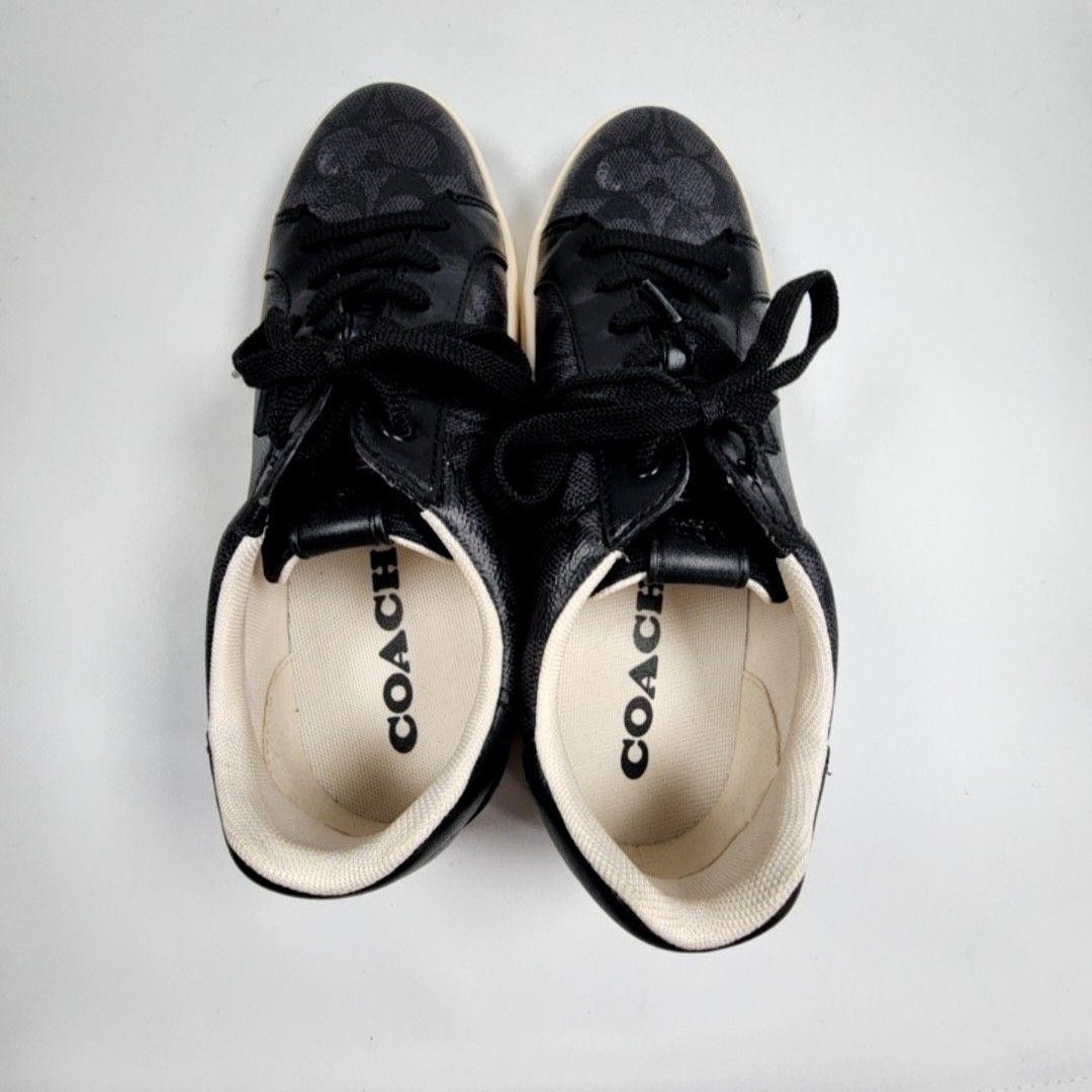 Coach Signature Shoes Womens Size 8.5 Black Casual Walking Sneakers Comfort